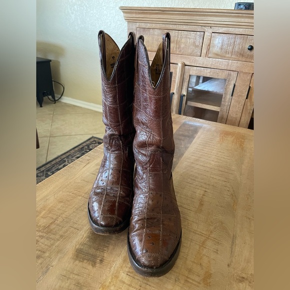 Mens Corral Western Ostrich Boots Size 9.5 - Picture 1 of 11
